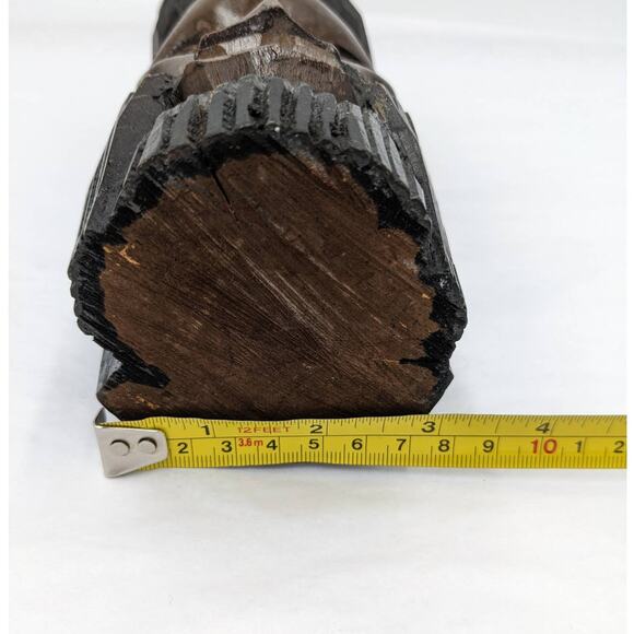 Vintage Jamaica Wooden Carved Bust Figurine Pair Female Bearded Male 9" Tall - Picture 12 of 12